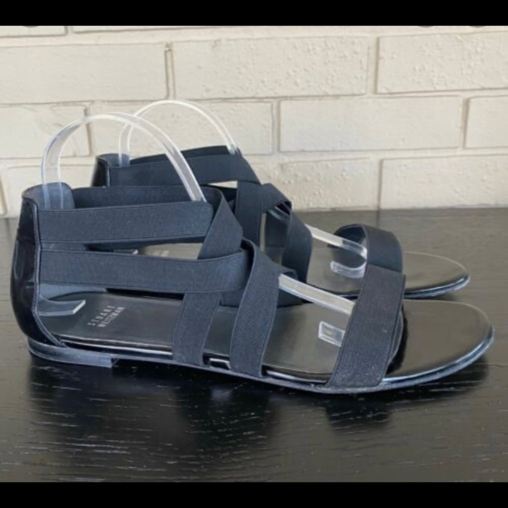 Stuart Weitzman size 8 elastic black strap sandal